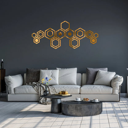 Acrylic Hexagon Ring Mirror Wall Decor
